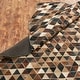 preview thumbnail 7 of 7, Pelle Leather Warm Browns/Black Mosaic Abstract-Edged Area Rug