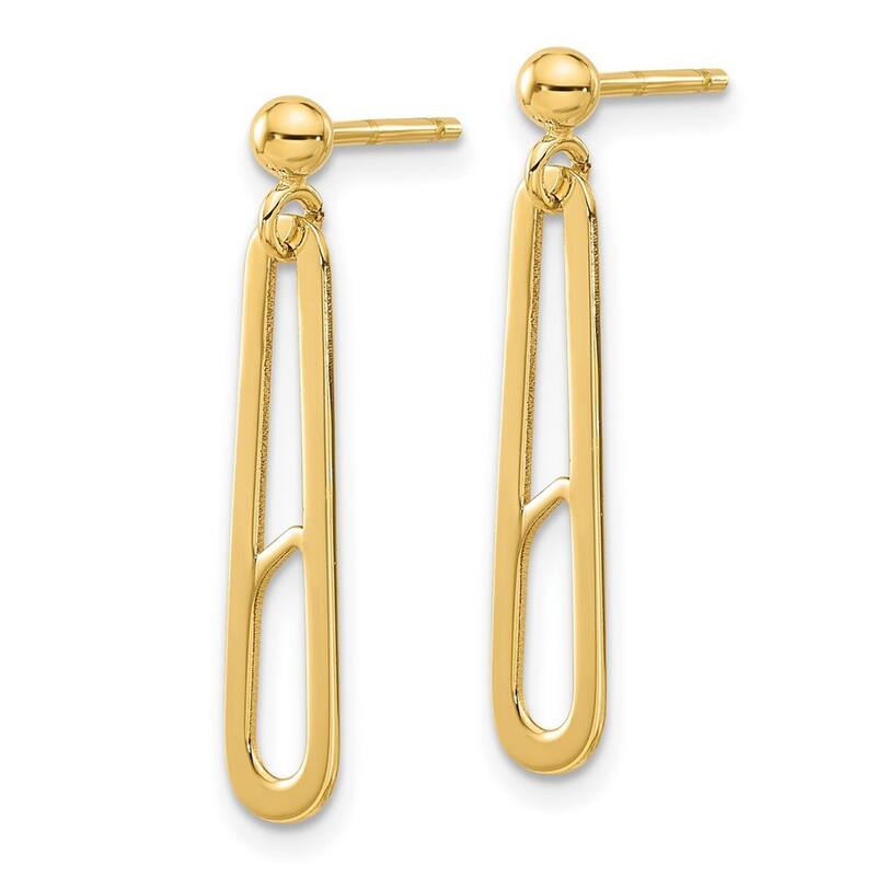 Curata 14k Yellow Gold Polished Paperclip Guardian Angel Earrings - 26.85x5.8mm