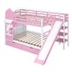 preview thumbnail 8 of 38, Full-Over-Full Castle Style Bunk Bed with 2 Drawers 3 Shelves and Slide