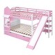 preview thumbnail 57 of 64, Full over Full Size Solid Wood Castle Style Bunk Bed with 2 Drawers 3 Shelves and Slide for Kids, Bedroom