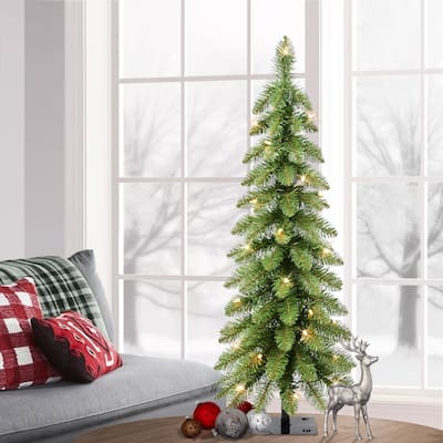 Puleo International 3 ft. Pre-Lit Alpine Pencil Artificial Christmas Tree