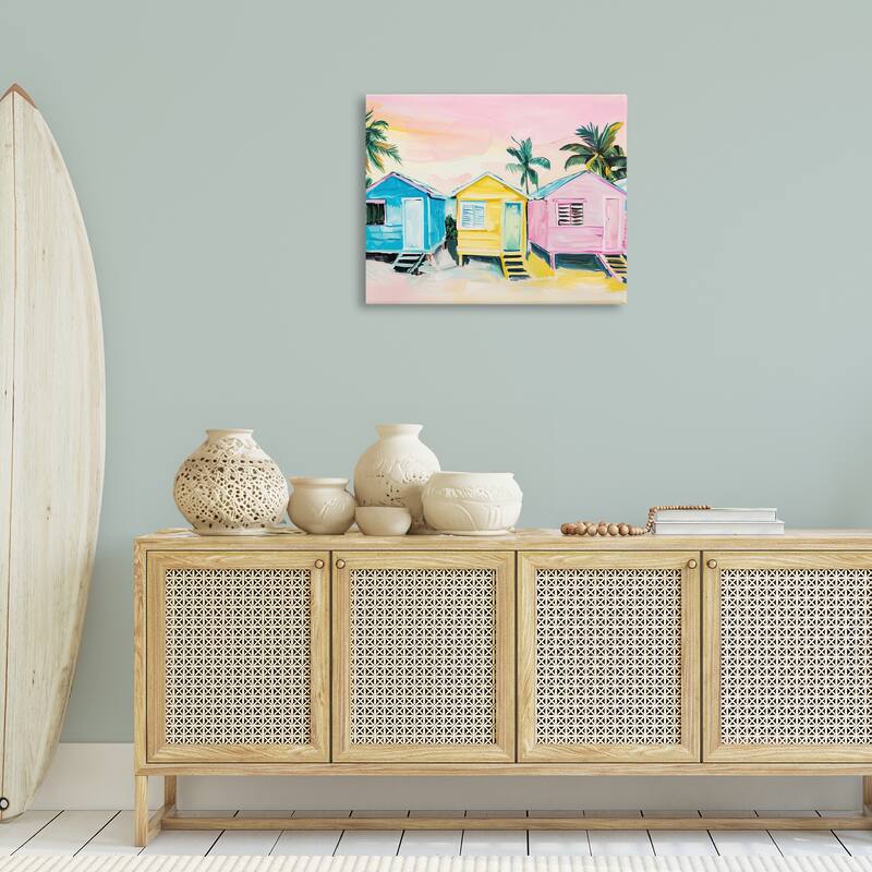 Stupell Pastel Tropical Beach Cabins Canvas Wall Art Design By Arlington Prints