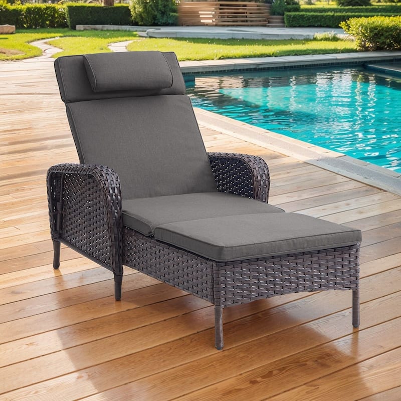 Outdoor Chaise Lounge Chair Adjustable 5-Position - 1-Piece