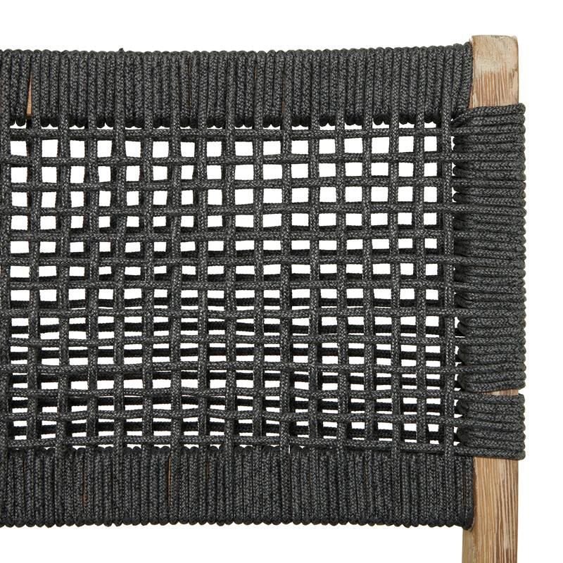 Wood Outdoor Dining Chair with Woven Seat and Back - Set of 2 Dark Gray - Roche River Decor