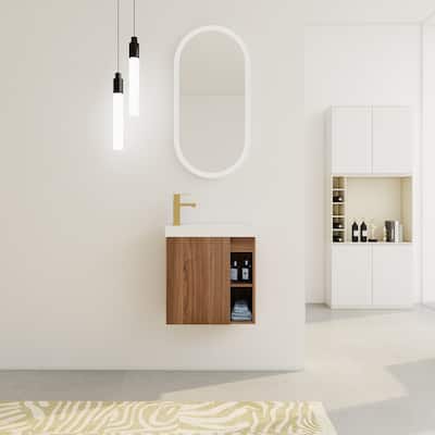 20" Floating Bathroom Vanity with Soft-Close Door and Resin Sink, Space-Saving Wall-Mounted Design