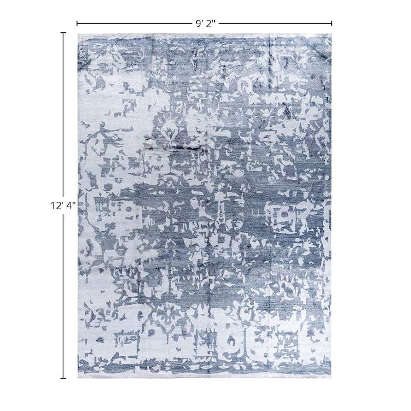 Modern One-of-a-Kind Hand-Knotted Area Rug - Gray, 9' 2" x 12' 4" - 9' 2" x 12' 4"