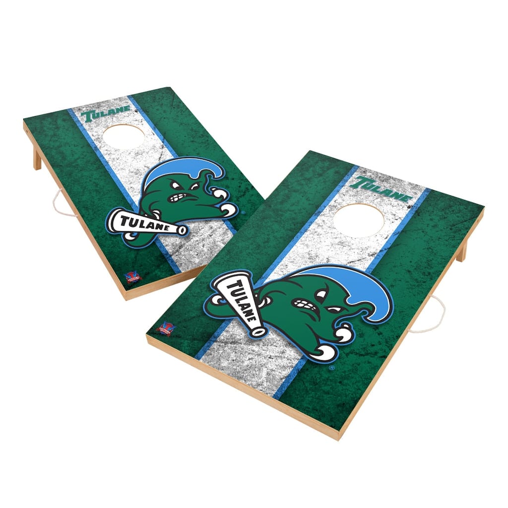 Vintage Tulane University Green Wave Regulation 2x4 Cornhole Set