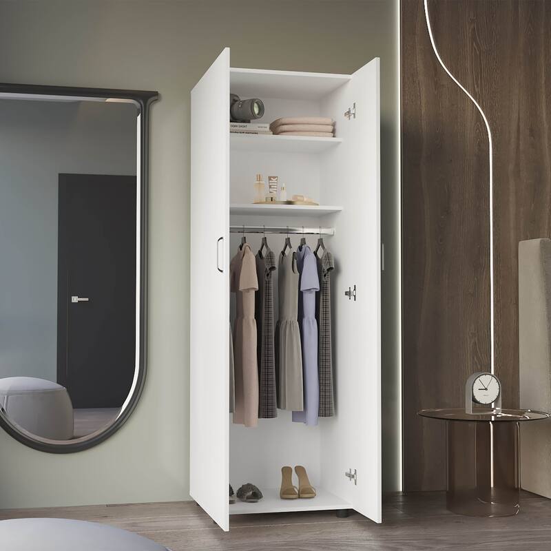 Armoire, Two Shelves, Rod, Double Door Cabinet Armoire