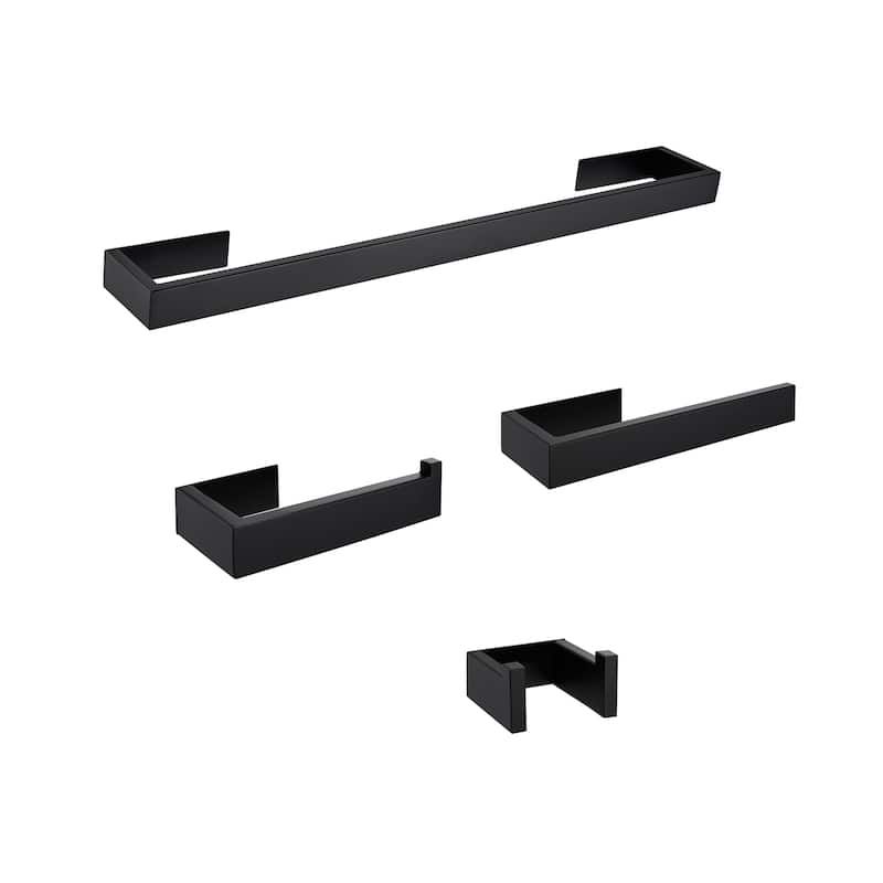 Wall Mounted 4-Piece Stainless Steel Bathroom Hardware Set Towel Bars Robe Hook Kit