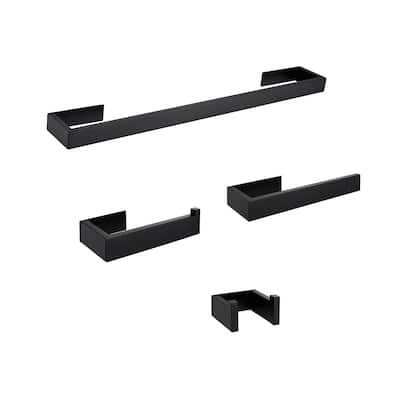 Wall Mounted 4-Piece Stainless Steel Bathroom Hardware Set Towel Bars Robe Hook Kit