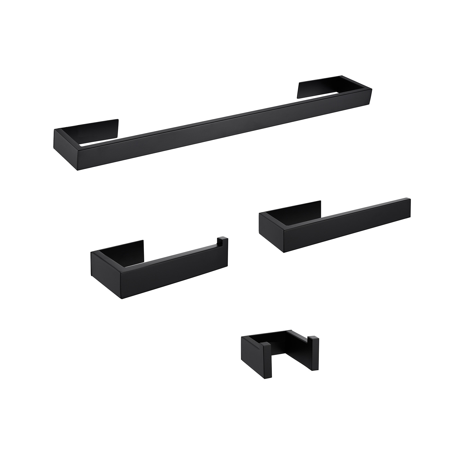 Wall Mounted 4-Piece Stainless Steel Bathroom Hardware Set Towel Bars Robe Hook Kit