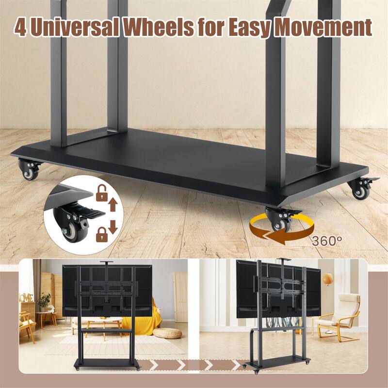 Gymax Mobile TV Cart w/ Wheels Camera Shelf & AV Shelves for 32''-80''