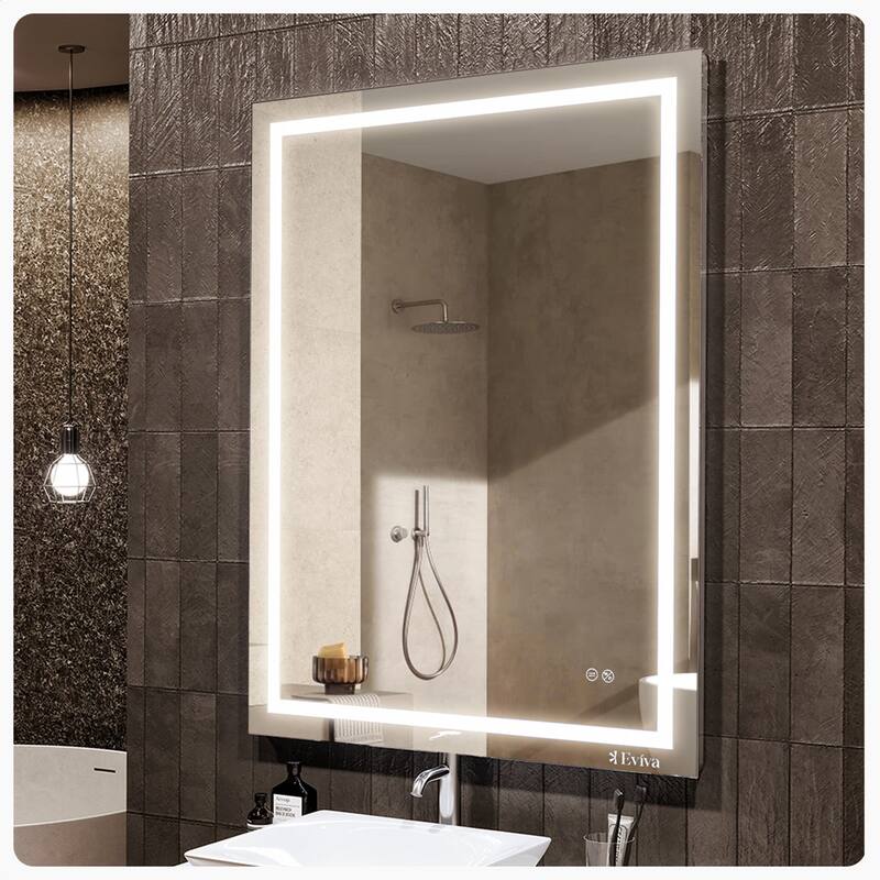 Eviva Glow 48" x 36" Rectangular Modern Frameless Mirror - Clear