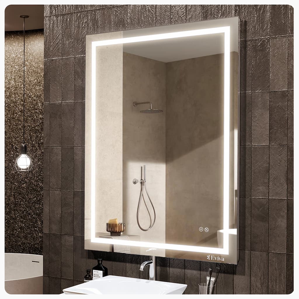 Eviva Glow 48" x 36" Rectangular Modern Frameless Mirror - Clear
