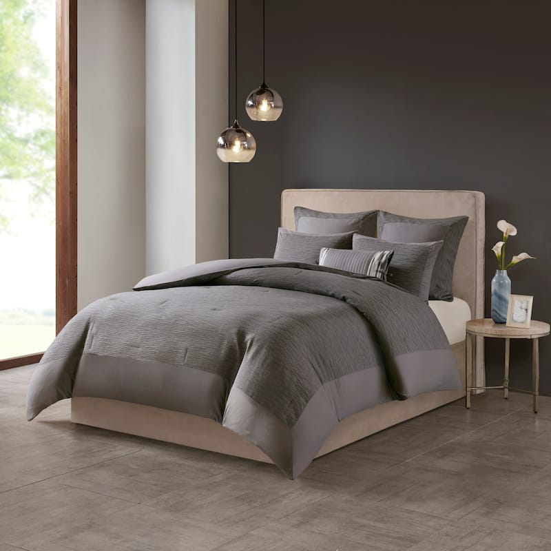 N Natori Hanae Cotton Blend Yarn Dyed 3 Piece Comforter Set 2-Color Option