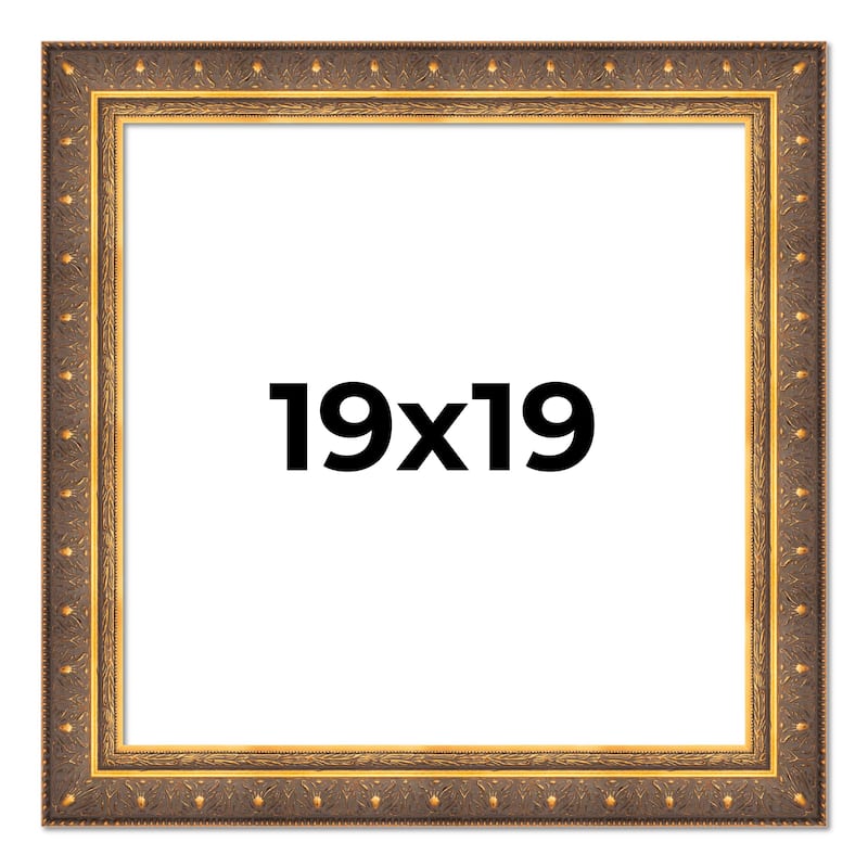19x19 Frame Vintage Gold Solid Wood Picture Frame | 2.5 Inch Moulding