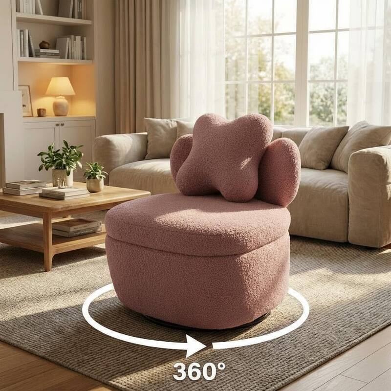 Modern Soft Toy Bear Accent Chair, Soft Boucle Upholstered Lounge Armchair