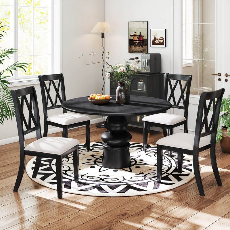 Costway 2/4 PCS Farmhouse Dining Chairs Modern Kitchen Chairs with