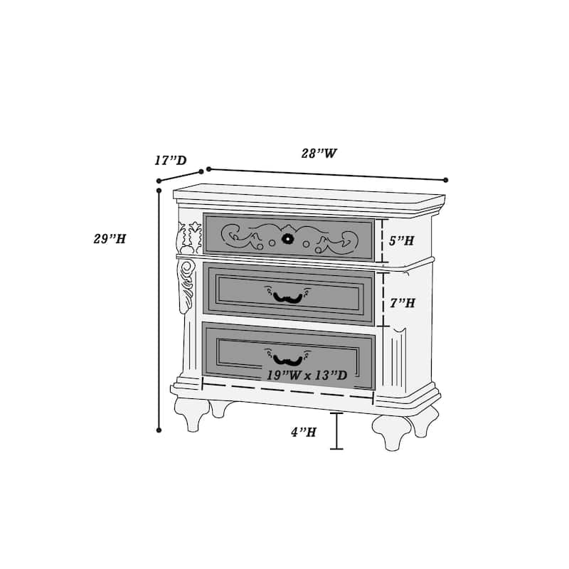 1pc Nightstand Cherry Veneer 2-Drawers