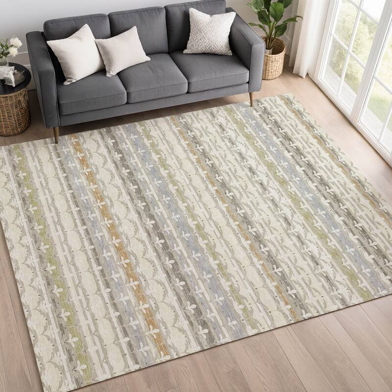 Machine Washable Indoor/ Outdoor Stripe Bramlage Chantille Rug