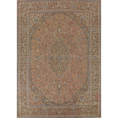 Floral Mashad Vintage Persian Rug Handmade Traditional Wool Carpet - 9'7" x 12'8"