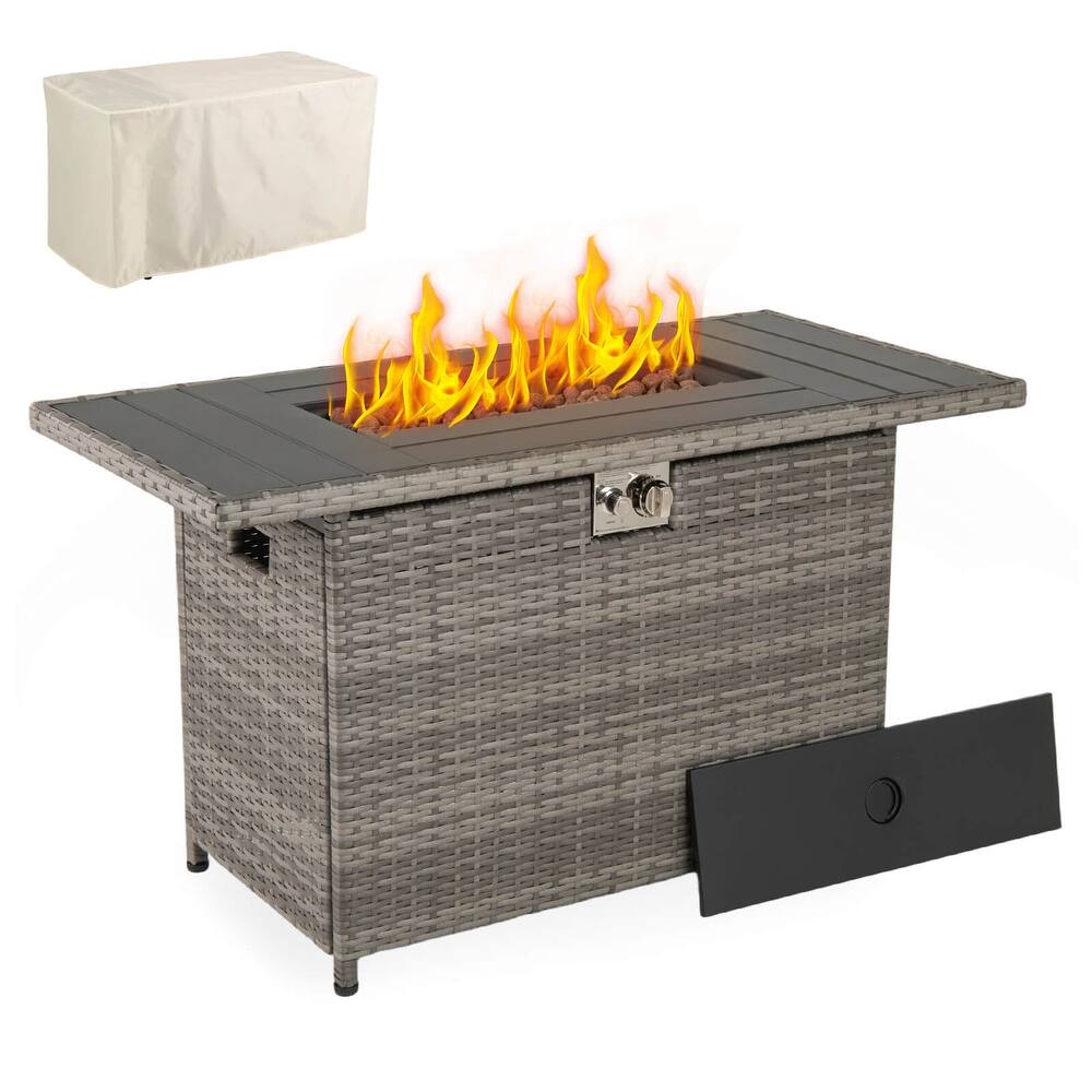 Costway 44.5" Propane Fire Pit Table with Metal Slatted Tabletop & - See Details