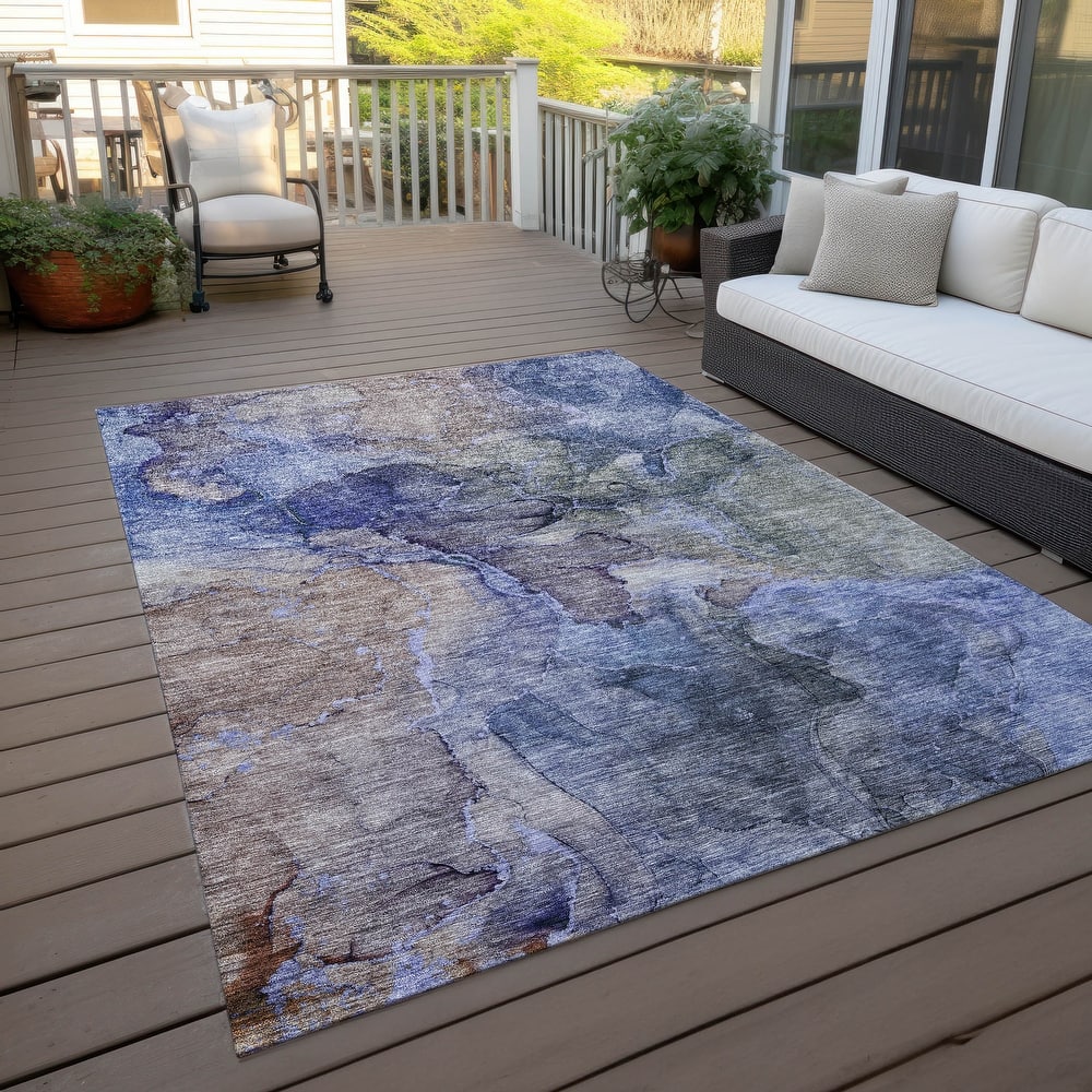 Machine Washable Indoor/ Outdoor Chantille Abstract Modern Rug