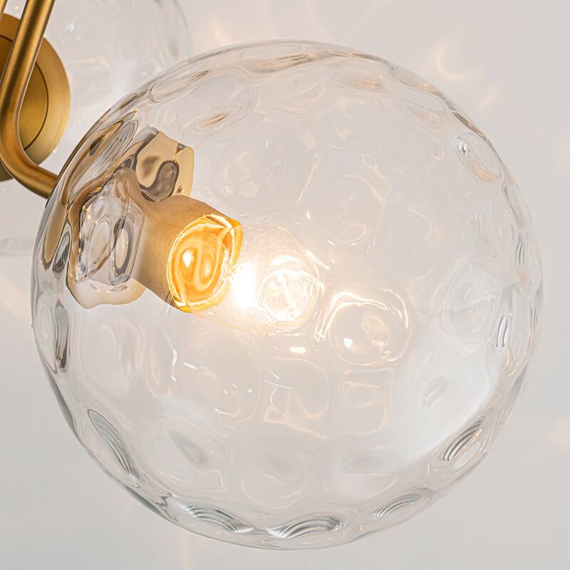 3-Light Dimmable Semi Flush Mount Ceiling Light with Globe Opal/Swirl Shade