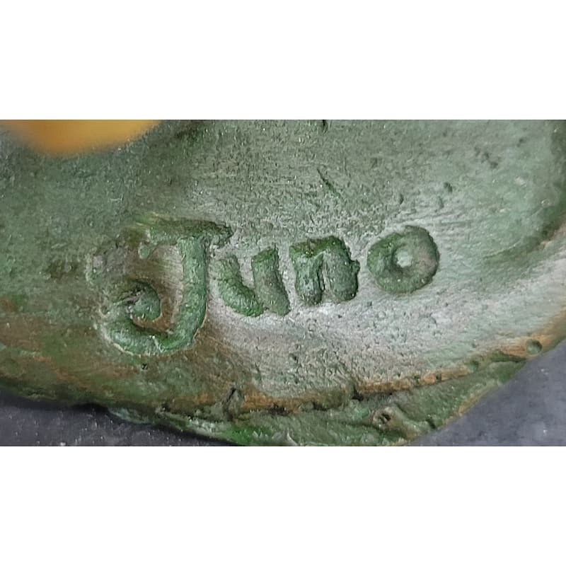 Whimsical Bronze Elf Leprechaun Playing Golden Saxophone Fantasy Sculpture By Juno