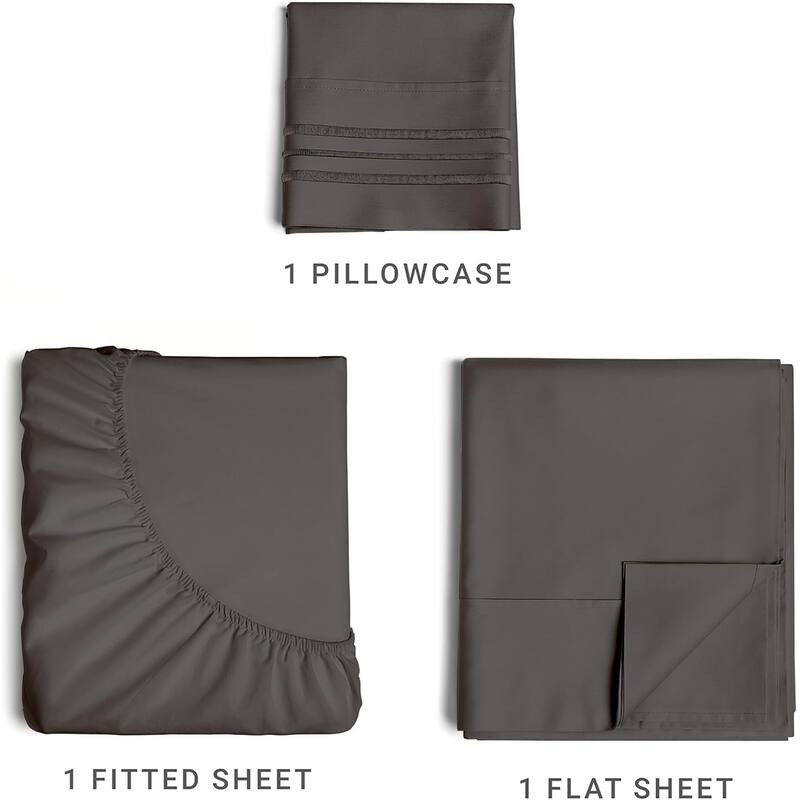 CGK Linens 4 Piece Solid Microfiber Deep Pocket Soft Bed Sheet Set