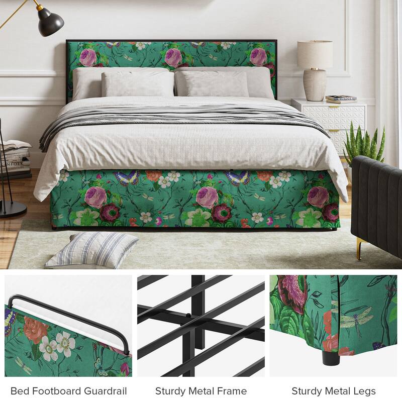 Oliver Modern Washable Slipcover Bed Upholstered Metal by HULALA HOME
