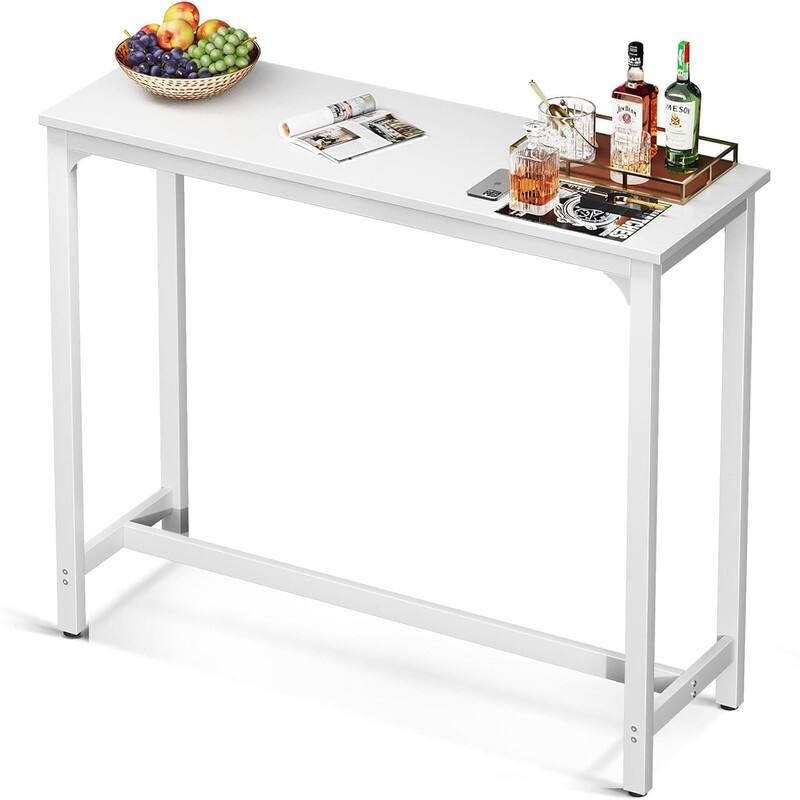 Bar Height Pub Table - 47"D x 15"W x 39"H - White 47 Inch