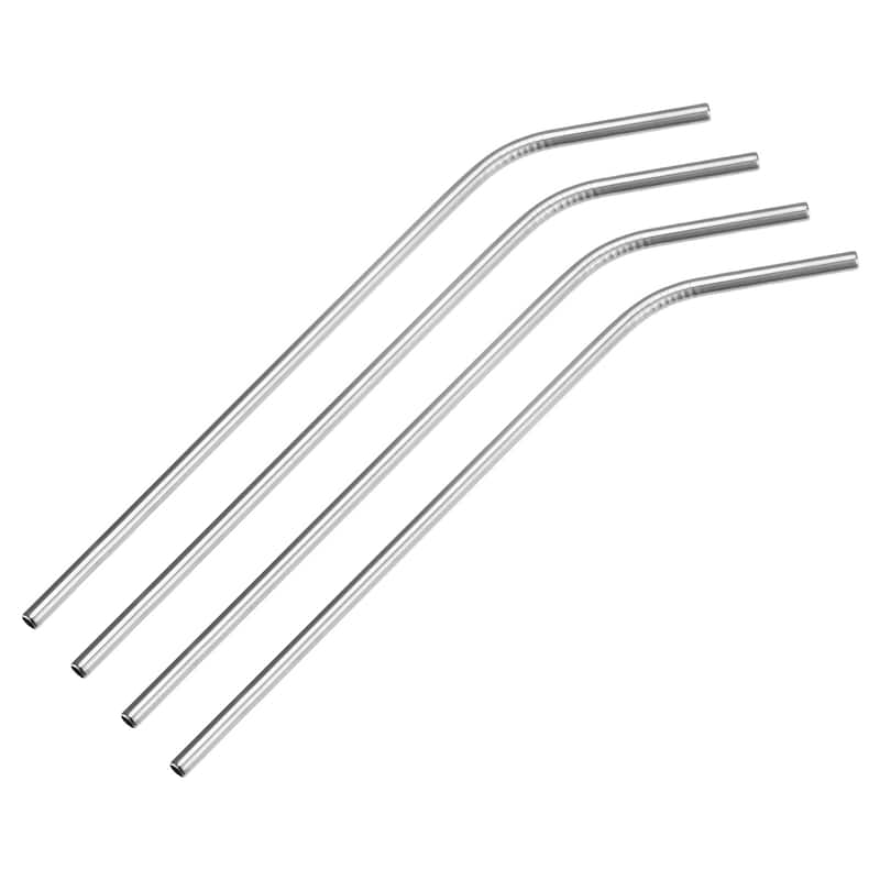Reusable Metal Straws 4Pcs, Stainless Steel Bent Straw 10.4" Long