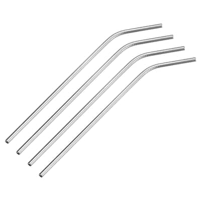 Reusable Metal Straws 4Pcs, Stainless Steel Bent Straw 10.4" Long