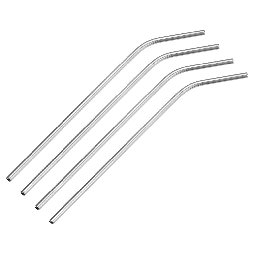 Reusable Metal Straws 4Pcs, Stainless Steel Bent Straw 10.4" Long