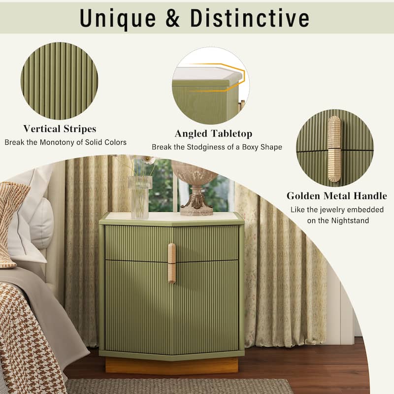 Christopher Knight Home - Silvio Nightstand with Manufactured Wood and Prism Silhouette
