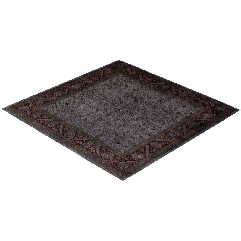 Overton Hand Knotted Wool Vintage Inspired Modern Contemporary Overdyed Gray Area Rug - 7' 10" x 8' 2"