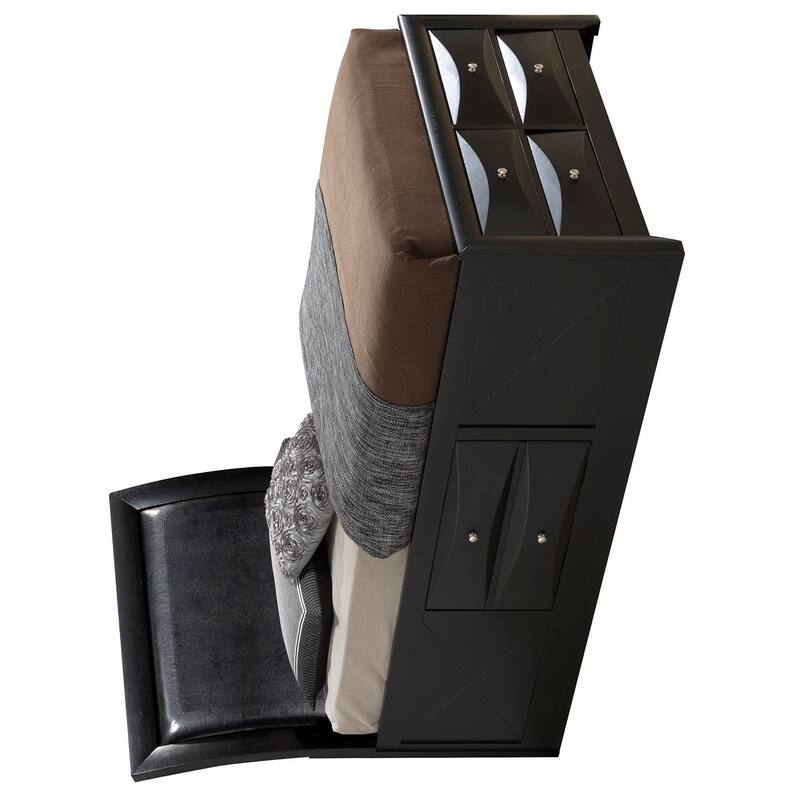 Panel Twin Bed with Storage Drawers - 85" - Black