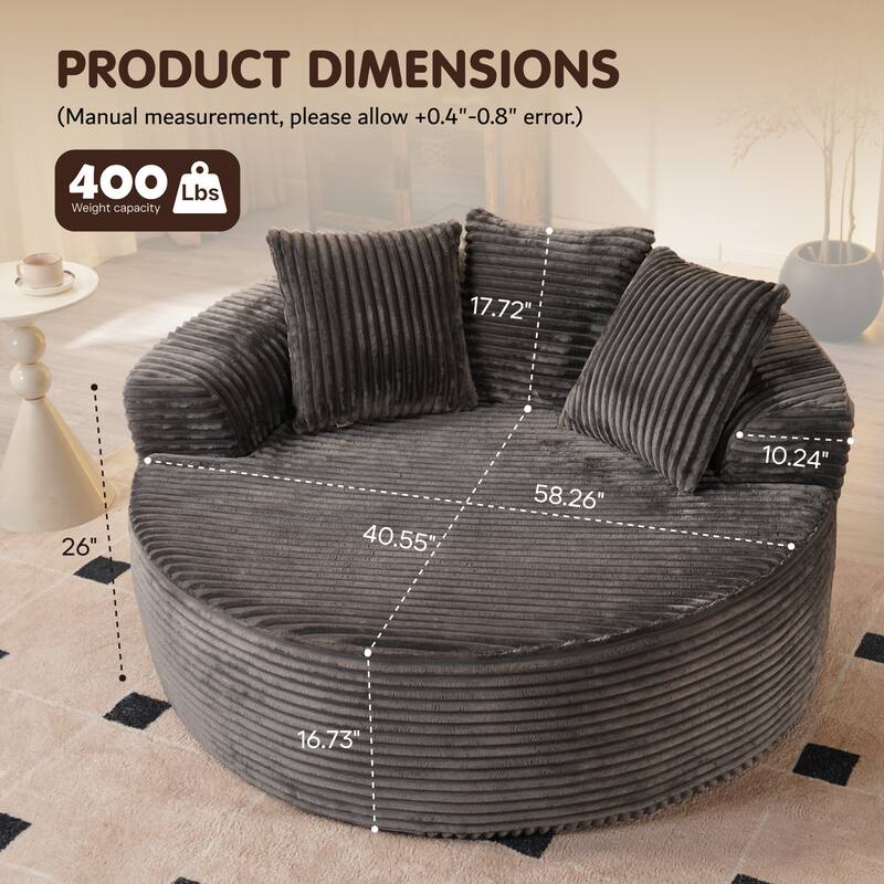 OVIOS Indoor Circular Plush&Fluffy Lazy Sofa