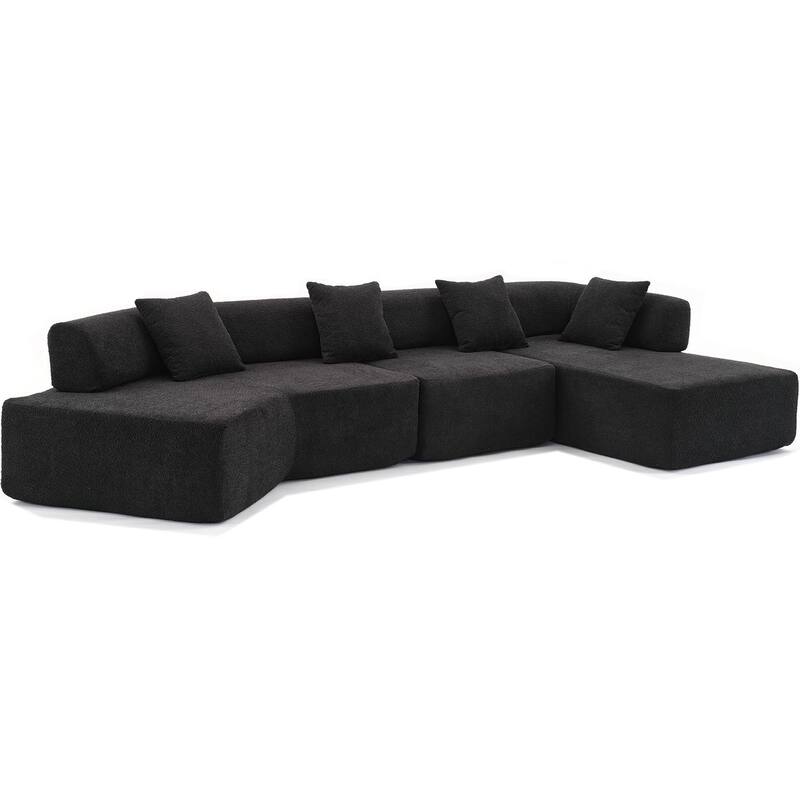 Modern Minimalist 140" L-Shape Couch ,No Assembly Required,Boucle,Modular Sofa ,Couch with Chaise