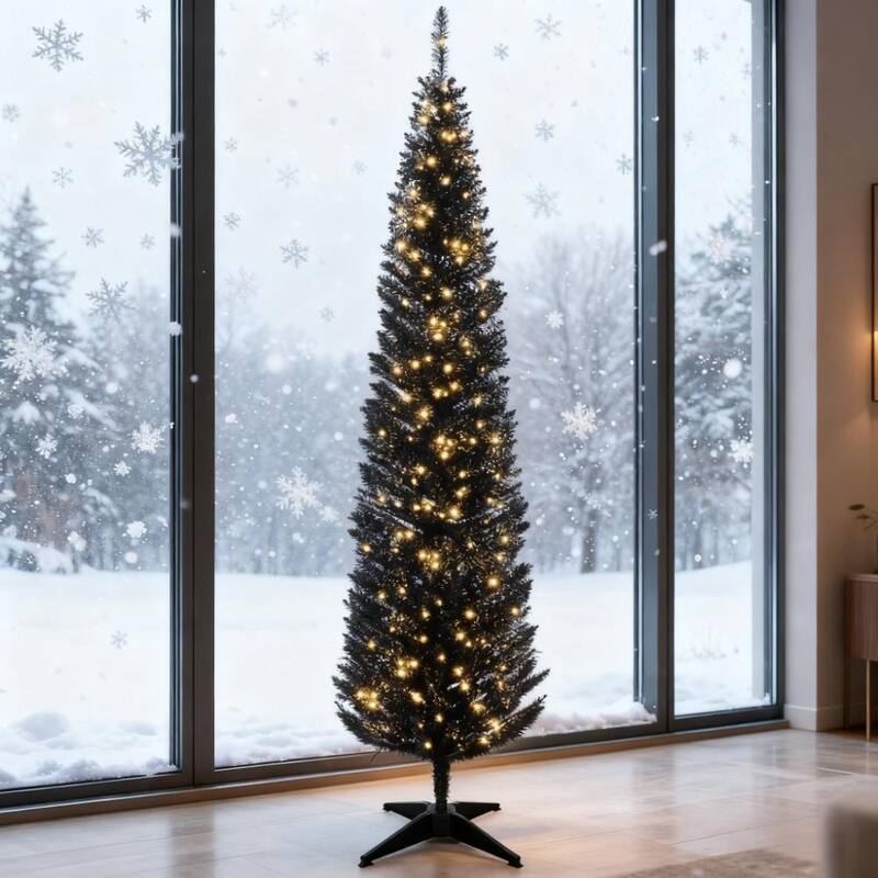7ft Pencil Christmas Tree ,black - Black - Black