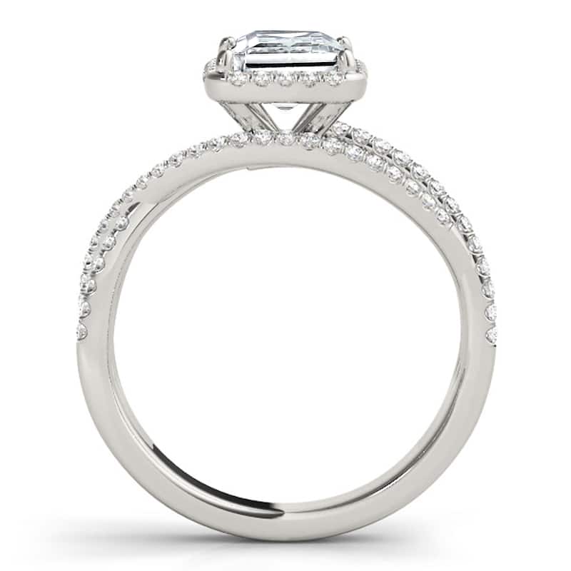 Auriya 14k White Gold Lab Grown Princess Diamond Halo Engagement Ring 0.50 to 5.00 ct. tw. (F-G VS)