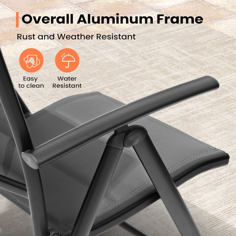 Pellebant Patio Folding Dining Chairs Aluminum Padded Adjustable