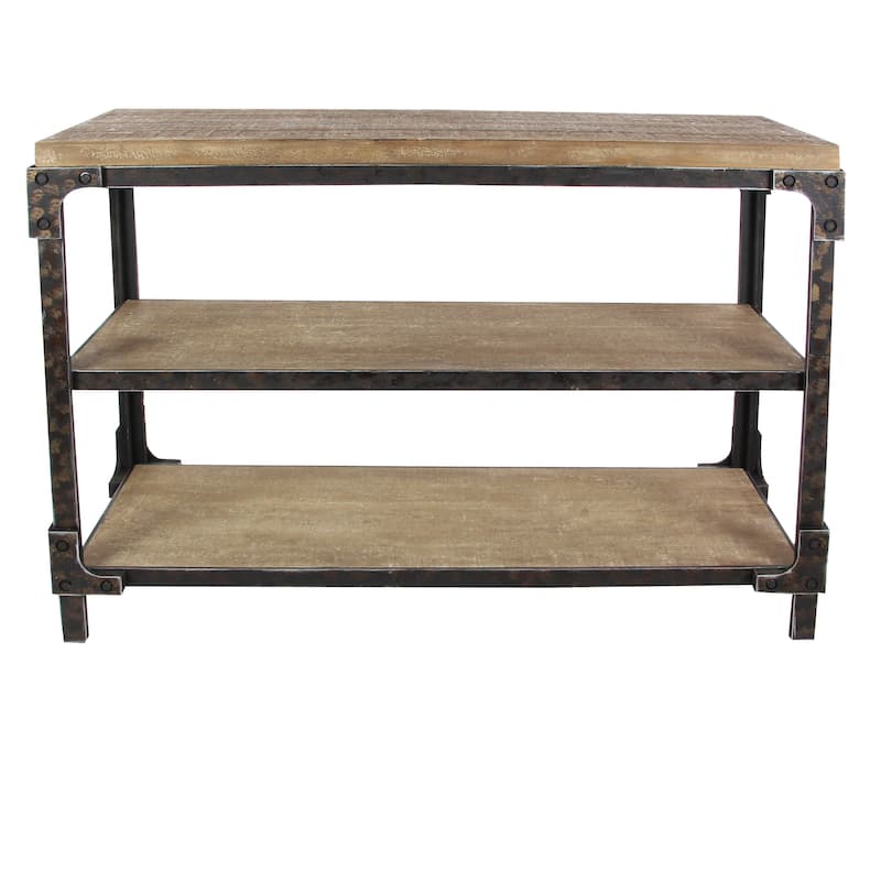 Wood 2 Shelf Console Table - Brown - Roche River Decor - 19"W x 48"L x 34"H