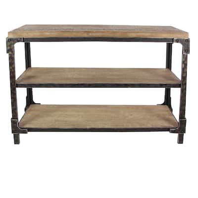 Wood 2 Shelf Console Table - Brown - Roche River Decor - 19"W x 48"L x 34"H