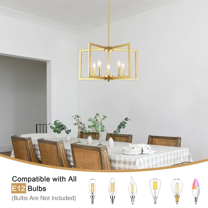 5-Light Modern Foyer Pendant Kitchen Island Candlestick Linear Chandelier Lighting for Dining Room