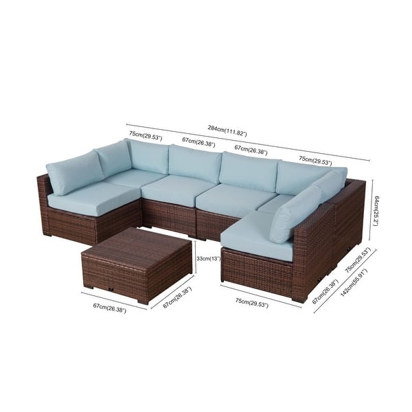 BroyerK 7piece Sectional Patio Outdoor Furniture Set Bed Bath