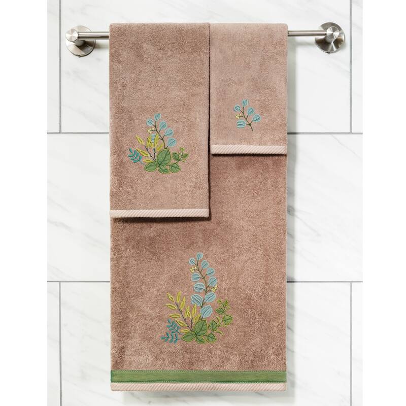 Authentic Hotel and Spa 100% Turkish Cotton Botanica 3PC Embellished Towel Set