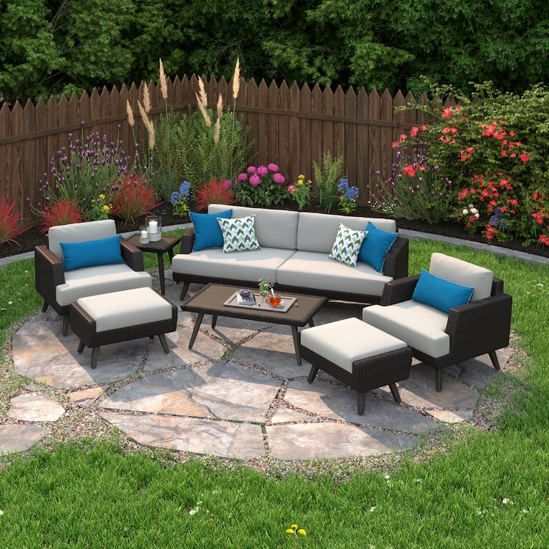 Portofino Casual 7 Piece Sunbrella Outdoor Patio Seating Set