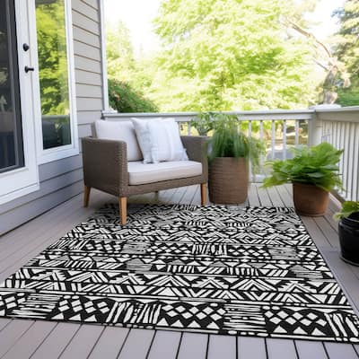 Machine Washable Indoor/ Outdoor Chantille Boho Tribal Rug